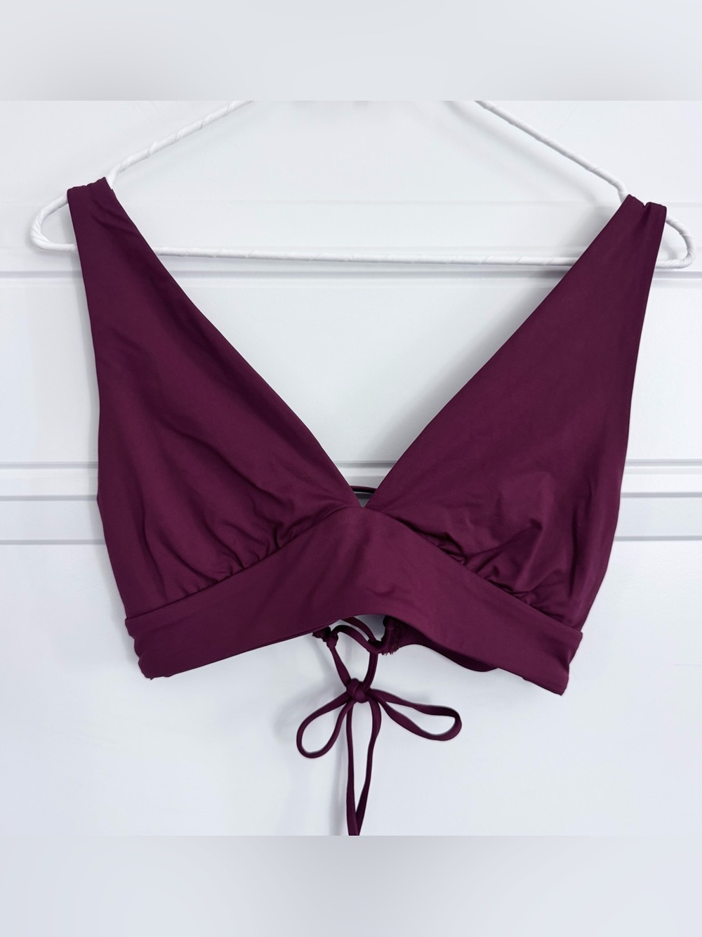 BECCA Plum Tie-Back Halter Swim Top, M